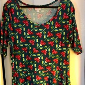 LuLaRoe Amelia 2X Green and Red